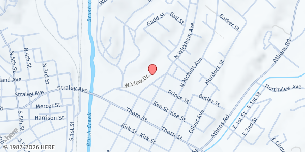 Map showing NEW LIFE TABERNACLE at 259 OLD ATHENS ROAD, PRINCETON, WV