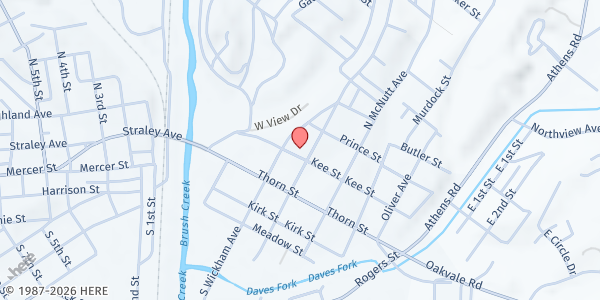 Map showing Princeton Cooperative Parish Food and Clothing Pantry at 305 Kee St, Princeton, WV