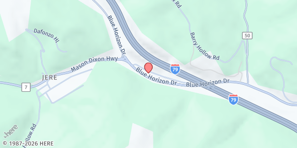 Map showing St. Ursula's at 87 Pursglove Rd, Pursglove, WV