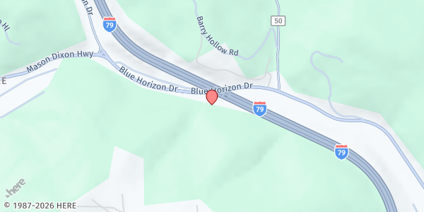 Map showing The Shack Neighborhood House, Inc. at 537 Blue Horizon Drive, Pursglove, WV