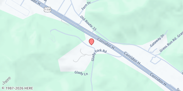 Map showing New Life Southern Baptist Church at 206 Glady Fork Rd, Quiet Dale, WV