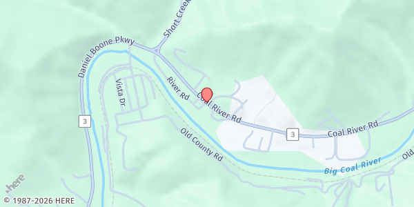 Map showing Deacons Food Pantry at 533 Coal River Rd., Racine, WV