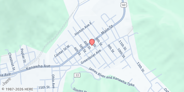 Map showing GOD'S WAY HOME, INC. at 306 7th Street, RAINELLE, WV