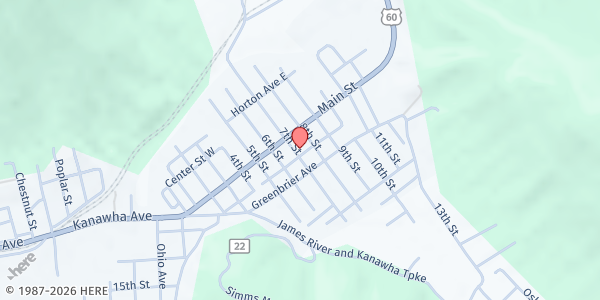 Map showing Rainelle First Baptist Church Food Pantry at 345 SEVENTH ST, RAINELLE, WV