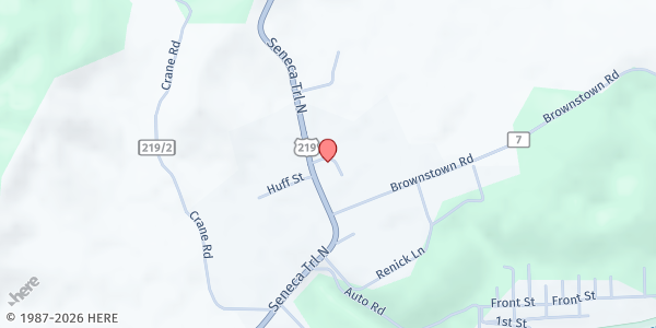 Map showing NORTHERN GREENBRIER FOOD PANTRY at 27420 SENECA TRAIL NORTH, RENICK, WV