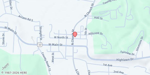 Map showing Epworth United Methodist Church at 299 N Church St, Ripley, WV