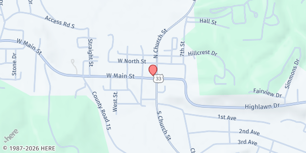 Map showing Main St Ripley Inc at 107 E Main St, Ripley, WV