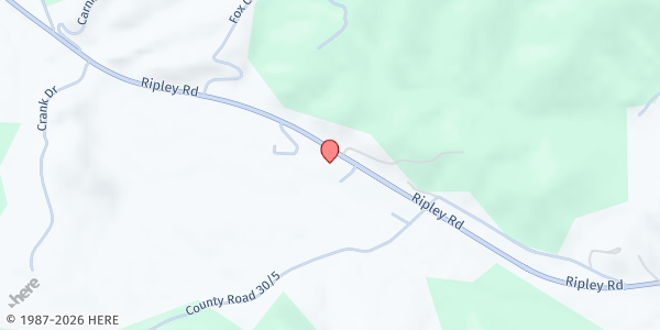 Map showing Parchment Valley Baptist Church at 1883 Ripley Rd., Ripley, WV