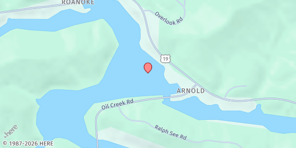 Map showing Oil Creek UM Church at 98 Red Lick Rd., Roanoke, WV