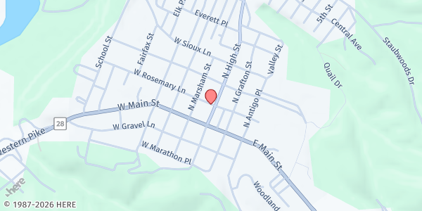 Map showing Romnery Food Pantry at 89 High St., Romney, WV