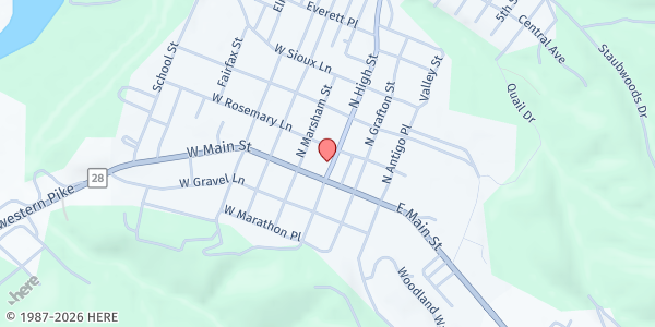 Map showing Romney Food Pantry at 49 N High St, ROMNEY, WV