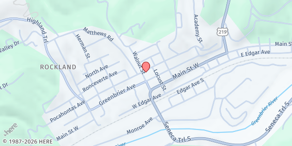 Map showing Ronceverte Food Pantry at 373 Pocahontas Ave., Ronceverte, WV