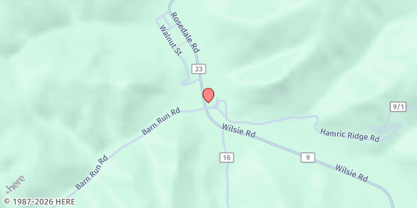Map showing ROSEDALE COMMUNITY CENTER/MRO at 11390 Wilsie Rd, Rosedale, WV