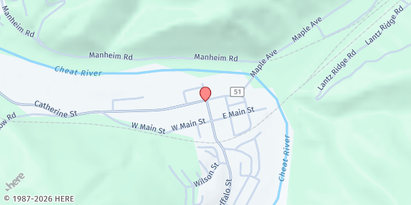 Map showing South Preston Food Pantry at Poplar St, Rowlesburg, WV