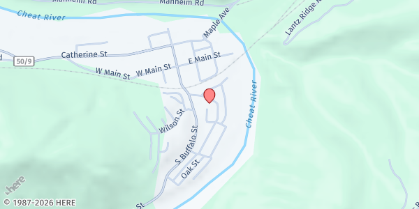 Map showing South Preston Food Pantry at 44 Chestnut St, Rowlesburg, WV