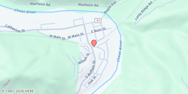 Map showing South Preston Food Pantry at Poplar Street, Rowlesburg, WV