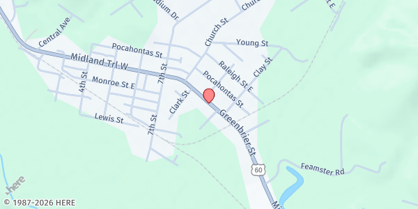 Map showing GREENBRIER CO COMMITTEE ON AGING - WVOS at 284 GREENBRIER ST, RUPERT, WV