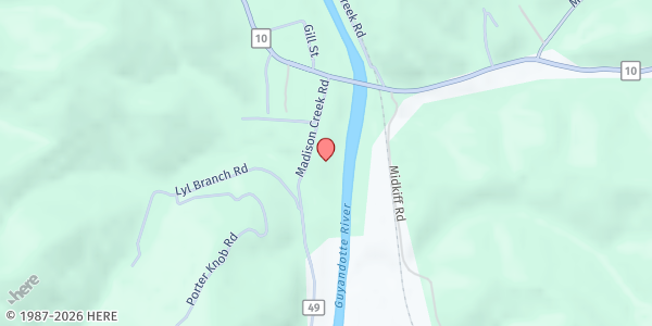 Map showing Indian's Cupboard Food Pantry at 167 Madison Creek Rd, Salt Rock, WV