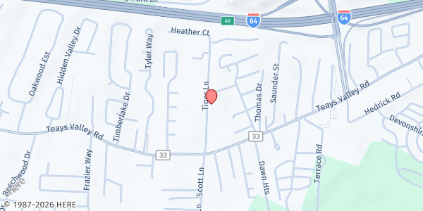 Map showing Good Shepherd Baptist Church at 162 Tiger Ln., Scott Depot, WV