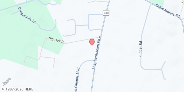 Map showing THE PANTRY - COVENANT CHURCH at 7485 SHEPHERDSTOWN PIKE, SHEPHERDSTOWN, WV