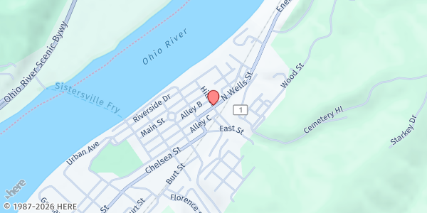Map showing Community Resources - Tyler County at 712 North Wells Street, Sistersville, WV