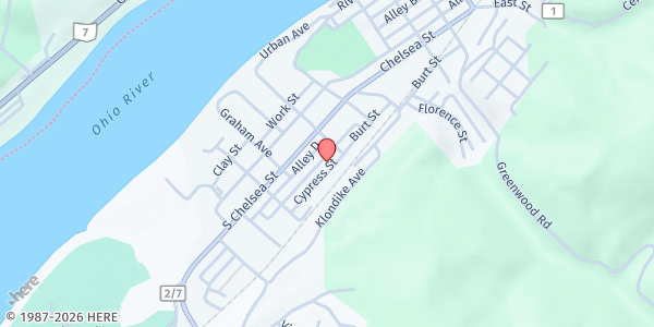 Map showing Sistersville Church of Christ at 219 Oxford St, Sistersville, WV