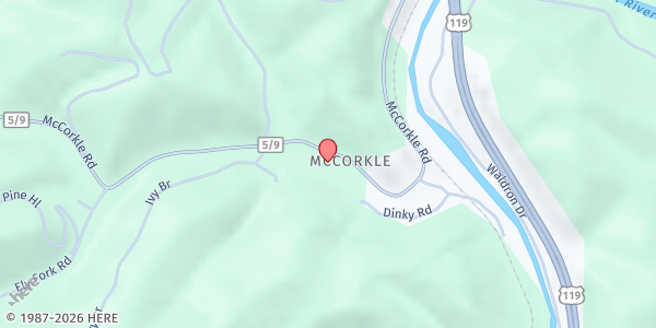 Map showing Healing Heart at 175 McCorkle Rd, Sod, WV