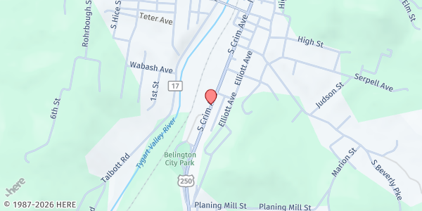 Map showing Haven of Hope at Rte. 250, South Belington, WV