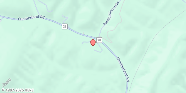 Map showing Springfield food pantry at 9367 Cumberland Rd., Springfield, WV