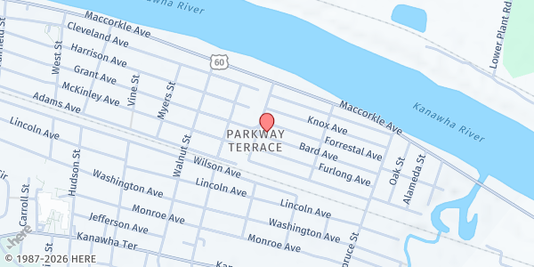 Map showing St. Peter's United Methodist Church at 2601 Forrestal Ave., St. Albans, WV