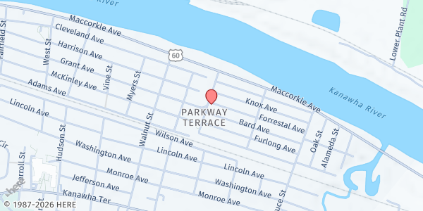 Map showing St Peters United Methodist Church at 2601 Forrestal Ave, St Albans, WV