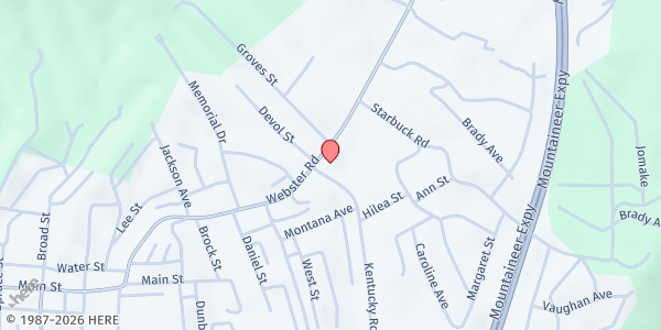 Map showing ST JOHN EVANGELIST CATHOLIC FOOD PANTRY at 1704 WEBSTER ROAD, SUMMERSVILLE, WV