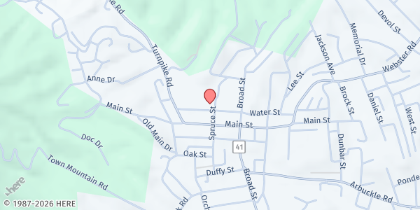 Map showing Summersville Presbyterian Church at 427 WATER STREET, SUITE 101, SUMMERSVILLE, WV
