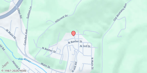 Map showing United Christian Food Pantry at 57 Robbins Nest Ln., Sutton, WV