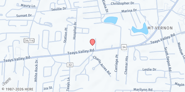 Map showing Teays Valley Baptist at 3926 Teays Valley Rd., Teays Valley, WV