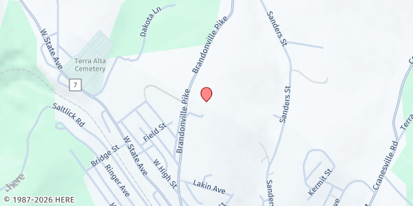 Map showing Angel Food Ministries - Terra Alta at 606 Brandonville St., Terra Alta, WV