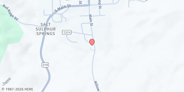 Map showing OUR KIDS, INC./MOUNTAIN VIEW SCHOOL at 9875 Willow Bend Road, UNION, WV