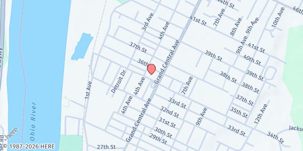 Map showing Vienna Baptist Church at 3401 Grand Central Ave, Vienna, WV