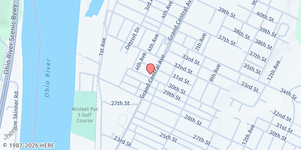 Map showing Wayside United Methodist Church at 3001 Grand Central Ave, Vienna, WV