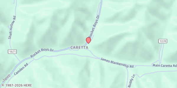 Map showing Big Creek People in Action Food Pantry at 17586 Rocket Boys Drive, War, WV