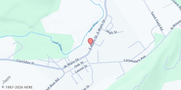 Map showing WARDENSVILLE FOOD PANTRY at 190 E. MAIN ST, WARDENSVILLE, WV