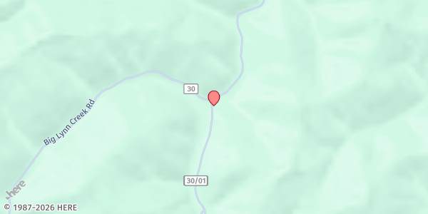 Map showing East Lynn Church of God at 790 Left fork Lynn Creek, Wayne, WV