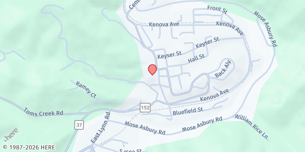 Map showing Wayne United Methodist Church at 615 Cleveland St, Wayne, WV