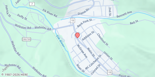 Map showing CATHOLIC CHARITIES OF WEBSTER SPRINGS at 113 N. MAIN ST., WEBSTER SPRINGS, WV