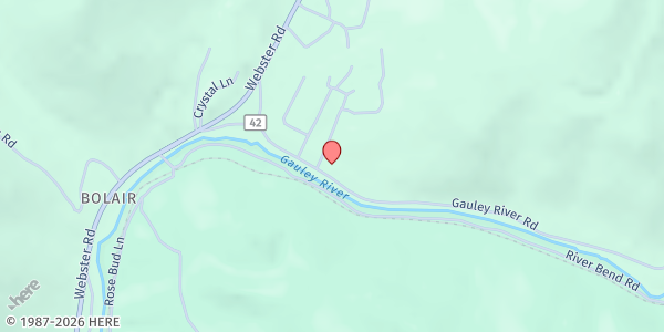 Map showing Mountain Marketplace Mission at 95 GAULEY RIVER RD, WEBSTER SPRINGS, WV