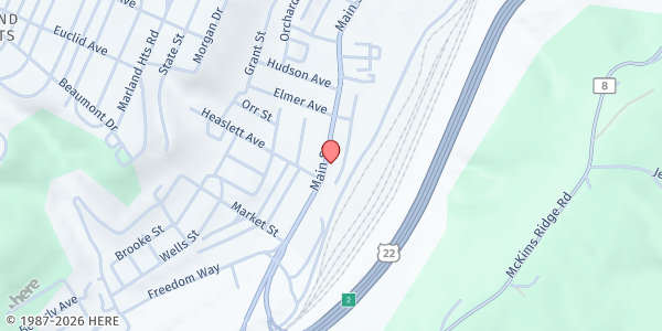 Map showing Weirton United Way Inc. at 3970 Main St, Weirton, WV