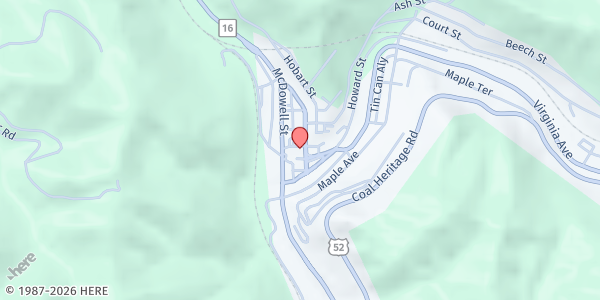 Map showing Council of The Southern Mountains - Welch at 21 BANK STREET, Welch, WV