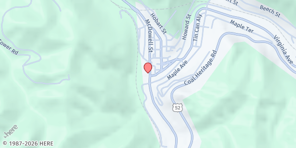 Map showing Gods Grace Ministry- McDowell at 21 McDowell Street, Welch, WV