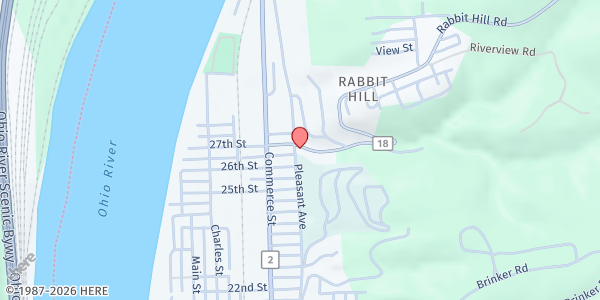 Map showing New Day Christian Center at 2640 Pleasant Ave., Wellsburg, WV