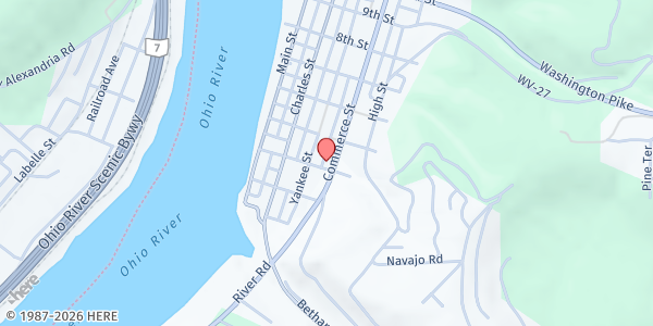 Map showing Salvation Army - Brooke at 401 COMMERCE ST, WELLSBURG, WV
